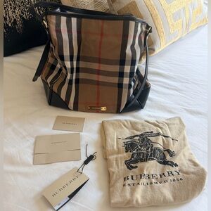 Authentic Burberry Medium Canterbury Tote Bridle House Check Bag